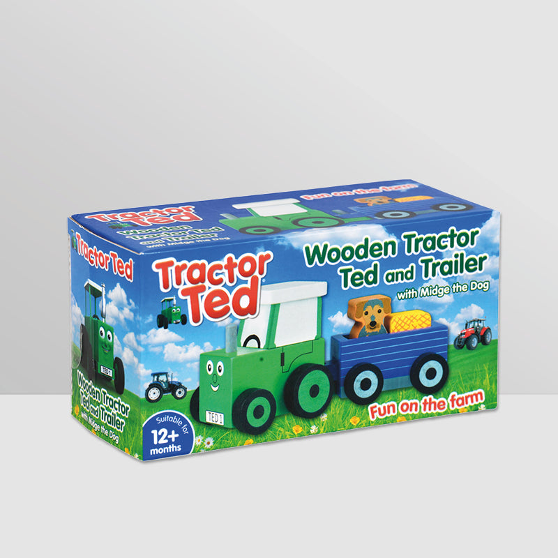 Tractor Ted and Trailer Wooden Toy