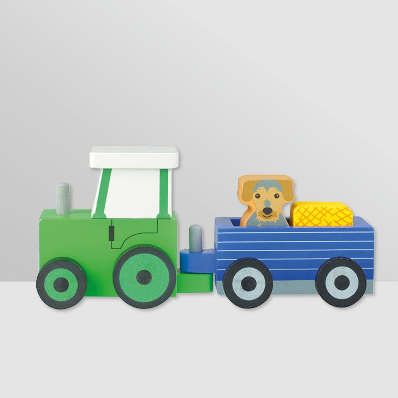 Tractor Ted and Trailer Wooden Toy
